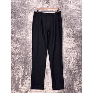Uniqlo U Pants 32 x 33 Mens Black 100% Wool Pleated Slim Trouser